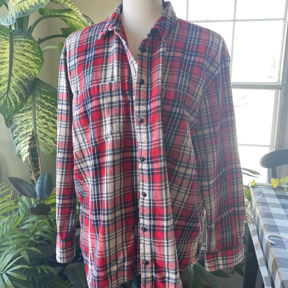 Madewell plaid red button down size large